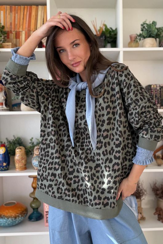 Untamed Classic High Low Sweatshirt Khaki 